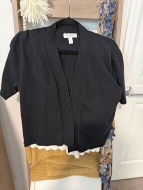 Dress barn Black Short-Sleeve Open Cardigan